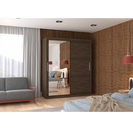 Tolóajtós szekrény tükörrel TOM 180 Choco+Choco