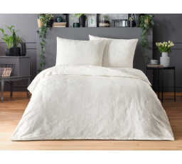 Luxusní žakárové povlečení 200x200, 70x90cm listy smetanové