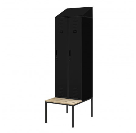 KACPER II PRO öltözőszekrény paddal és tetővel, 600 x 2295 x 850 mm, fekete