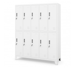 Fém zárható ruhásszekrény 10 rekesszel fehér: BARTEK 1360 x 1720 x 450 mm