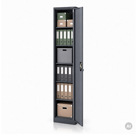 Kulcsra zárható dokumentumtároló szekrény magas, antracitszürke, 450x2200x400 mm: ALEX H2200 Kulcsra zárható dokumentumtároló szekrény magas, antracitszürke, 450x2200x400 mm: ALEX H2200