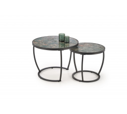 INES dohányzóasztal, zöld márvány hatás / fekete