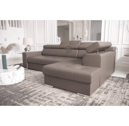 NAROŻNIK MARGO I 265×185 SKÓRA NATURALNA - Strona prawa , Skóra brązowa