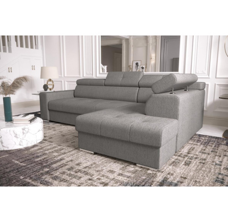 NAROŻNIK Z FUNKCJĄ SPANIA MARGO I 260×185 - prawa , Odcienie szarości