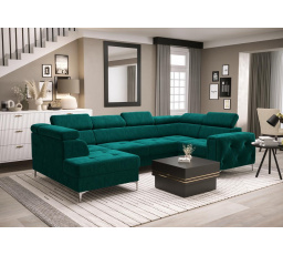 NAROŻNIK ORION MAX II Z FUNKCJĄ SPANIA 165X350X185 CM - Odcienie turkusu , prawa