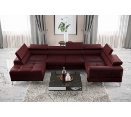 NAROŻNIK TOSCANIA MAX I 170x350x185 CM SKÓRA NATURALNA - prawa , Skóra bordowa