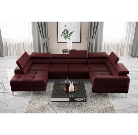 NAROŻNIK TOSCANIA MAX I 170x350x185 CM SKÓRA NATURALNA - prawa , Skóra bordowa