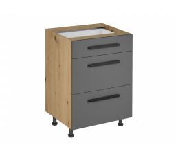 Langen D60S3 alsó konyhaszekrény, szürke/tölgy artisan