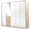 Šatní skříň NICEA 255 se zrcadlem,  Bílá + Dub Artisan