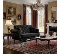 Pohovka SOFA MANCHESTR 2 místná, potah: Royal Velvet 219, Nohy: typ 1B, stříbrné krystalky, stříbrné zdobení 