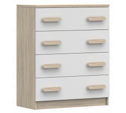 Komód 4S SMYK III - 02, Sonoma Tölgy/Fehér/Sonoma