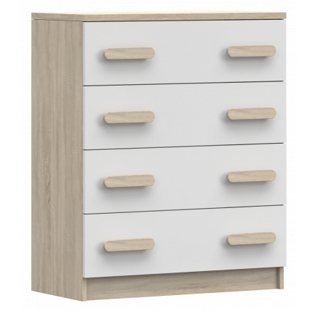 Komód 4S SMYK III - 02, Sonoma Tölgy/Fehér/Sonoma
