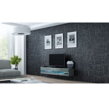 VIGO NEW 140 TV-szekrény, szürke / szürke fényes