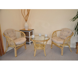 Ratanová sedací souprava Bahama malá medová polstry béžový melír