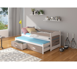 TIARRO kétszemélyes ágy korláttal 180x80 Fehér+Szarvasgomba