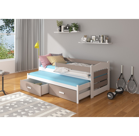 TIARRO kétszemélyes ágy korláttal 180x80 Fehér+Szarvasgomba TIARRO kétszemélyes ágy korláttal 180x80 Fehér+Szarvasgomba