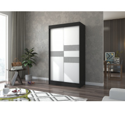 Tolóajtós szekrény lacobellel BATIA 120 Fekete+Fehér