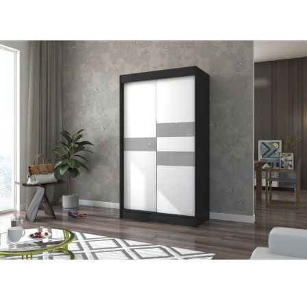 Tolóajtós szekrény lacobellel BATIA 120 Fekete+Fehér