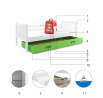 CARINO PARTEROWE RAMA BIAŁY SZUFLADA ZIELONY BEZ MATERACY 90 X 200 KPL