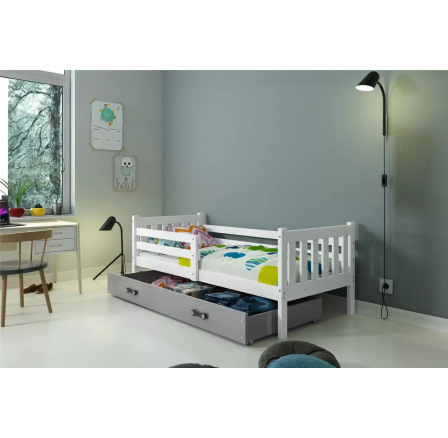 CARINO PARTEROWE RAMA BIAŁY SZUFLADA GRAFIT BEZ MATERACY 90 X 200 KPL