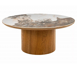 RONDO Ceramic konferencia asztal 80cm, Pandoro Fehér Fény / Dió