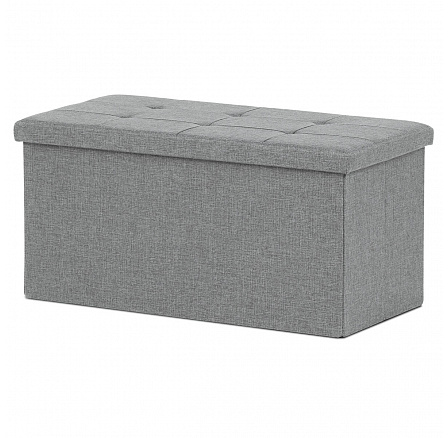 Taburet s úložným prostorem, šedá, jemně hrubá látka, TAB-462 GREY2