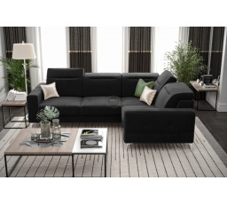 NAROŻNIK MALIBU 250X180 CM - prawa , Odcienie czerni