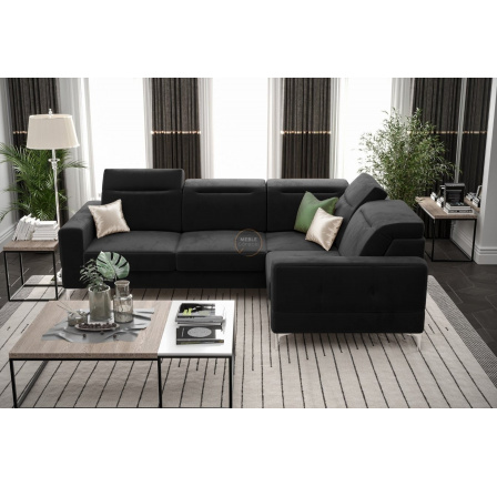 NAROŻNIK MALIBU 250X180 CM - prawa , Odcienie czerni