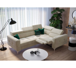 NAROŻNIK TOSCANIA RELAX Z FUNKCJĄ SPANIA 185X250 - Odcienie beżu , prawa