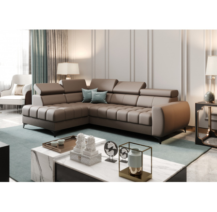 NAROŻNIK PORTO MINI SKÓRA NATURALNA 170x255 CM - lewa , Skóra mleczna czekolada