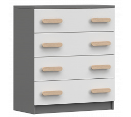 Komód 4S SMYK II - 02, Szürke/Fehér/Sonoma