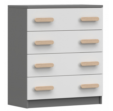 Komód 4S SMYK II - 02, Szürke/Fehér/Sonoma