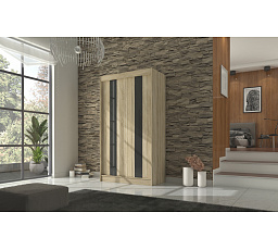 KAREN 120 gardróbszekrény, Sonoma/Fekete Lacobel