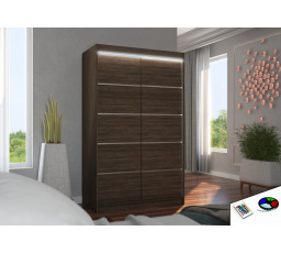 Tolóajtós szekrény LED világítással BENISSO 120 Choco+Choco