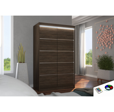 Tolóajtós szekrény LED világítással BENISSO 120 Choco+Choco