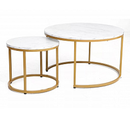 DION konferencia asztal, fehér márvány hatás/Arany