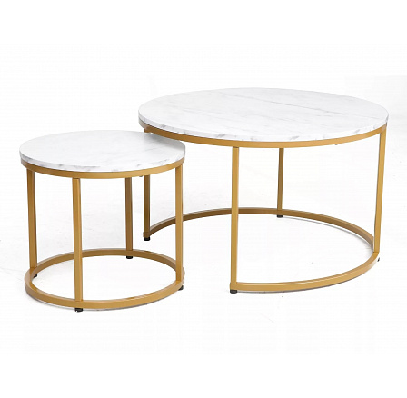 DION konferencia asztal, fehér márvány hatás/Arany