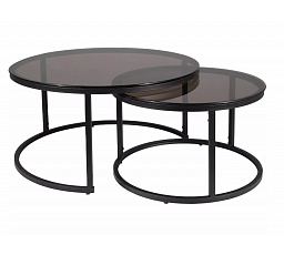 FERRANTE E dohányzóasztal, szürke átlátszó/fekete matt