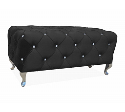 HESTIA VELVET puff, fekete Bluvel 19/ezüst