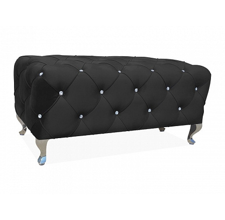 HESTIA VELVET puff, fekete Bluvel 19/ezüst