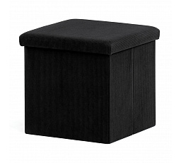 Taburet s úložným prostorem, černá, manšestrová látka, TAB-471 BK6