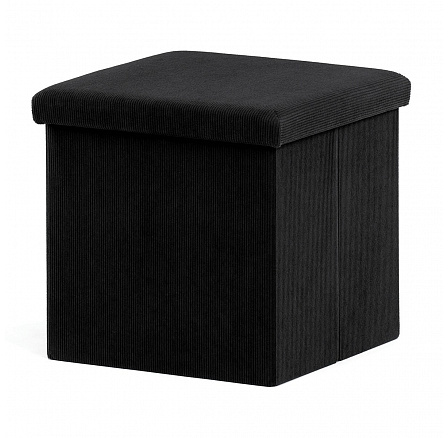 Taburet s úložným prostorem, černá, manšestrová látka, TAB-471 BK6