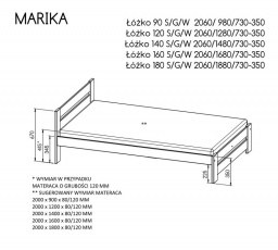 "MARIKA" ágy - Váz színe: diófenyő