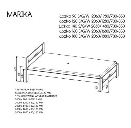 "MARIKA" ágy - Váz színe: diófenyő