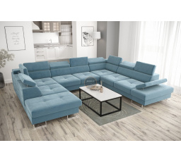 NAROŻNIK GALAXY MAX I Z FUNKCJĄ SPANIA 280x350x225 - Odcienie niebieskiego , prawa