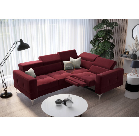 NAROŻNIK TOSCANIA RELAX Z FUNKCJĄ SPANIA 185X250 - Odcienie czerwieni , prawa