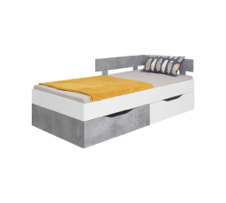 SIGMA Ágy - SI15 L/P 90x200 cm, Fehér Lux + Beton