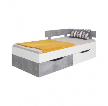 SIGMA Ágy - SI15 L/P 90x200 cm, Fehér Lux + Beton