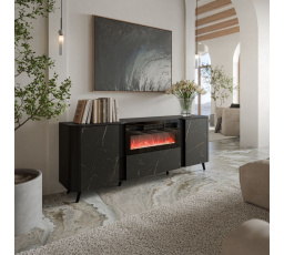 TV komód VOLARE 200, fekete matt/ fekete san sebastian