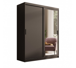 Tolóajtós és tükrös ruhásszekrény Hailey 160 Fekete+Fekete